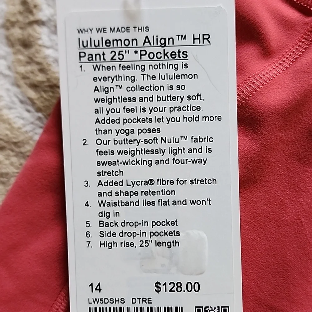 Lululemon Align HR Pant 25" *Pockets In Desert Red NWT - Picture 6 of 8